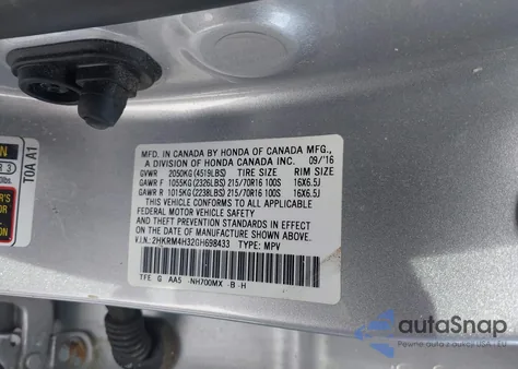 2016 Honda Cr-V Lx z USA, uszkodzony, nr VIN 2HKRM4H32GH698433